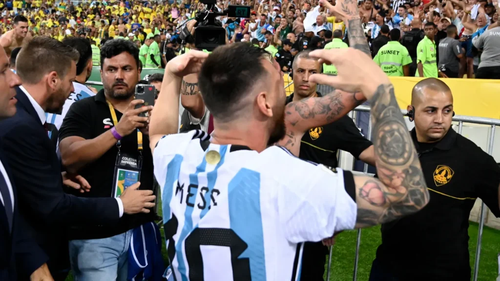 Lionel Messi of Argentina celebrating a victory