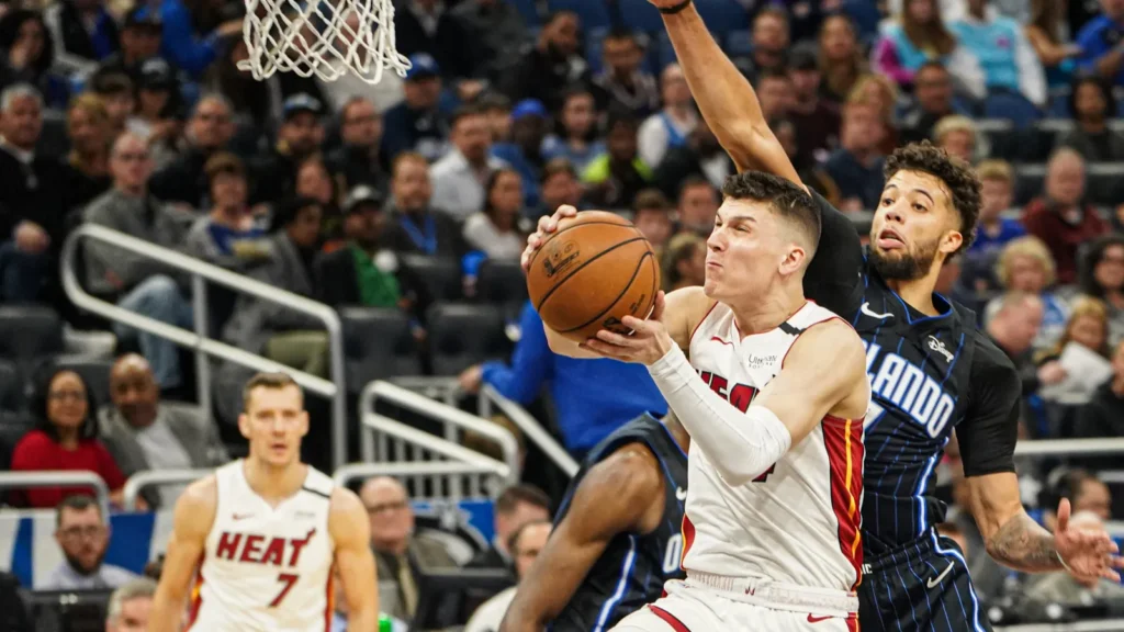Miami Heat's Tyler Herro going for the basket