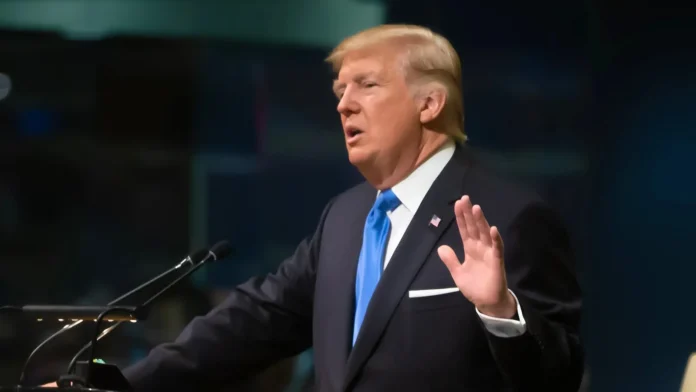 US President Donald Trump at a press conference