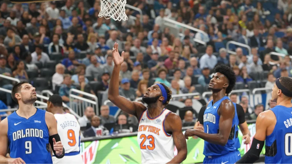 New York Knicks' player Mitchell Robinson in action during the game.