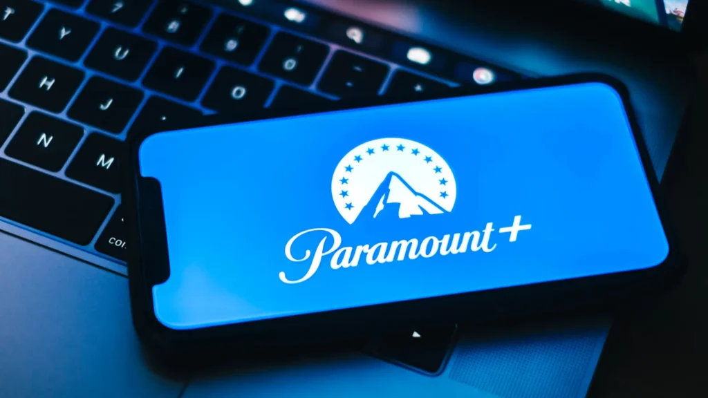 Paramount+ logo on smartphone screen.