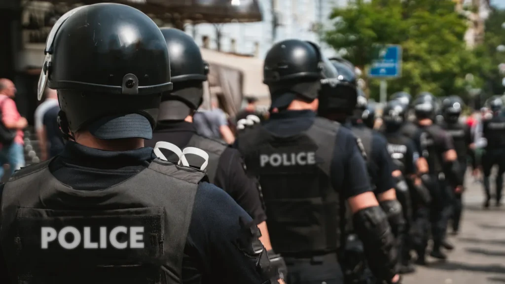 Police force to maintaining order in the area