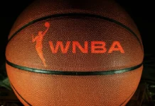 Basketball with embossed WNBA text