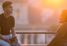 roma italy october 21 2017 two young guys talking on