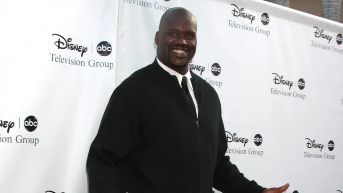 shaquille oneal Former professional basketball player shaquille-o-neal posing on a red carpet at a Disney ABC Television Group event.