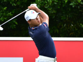 Kim Si Woo shot his tee at hole 8th during round three of Cimb Classic 2018