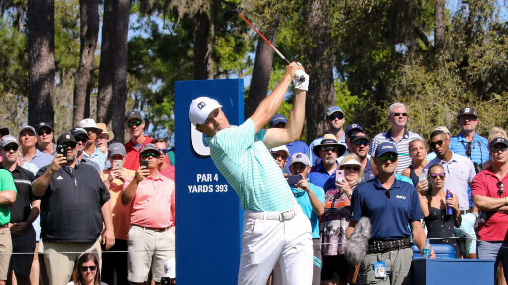Jordan Spieth tees off the 6th hole during the first round of The Players Championship