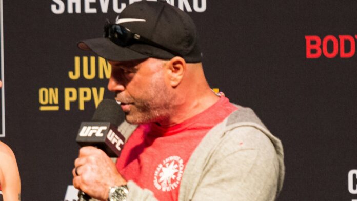 rogan Joe Rogan interviewing fighters at the weigh ins