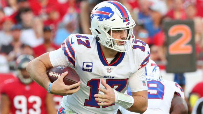 Josh Allen during an NFL game at Raymond James Stadium