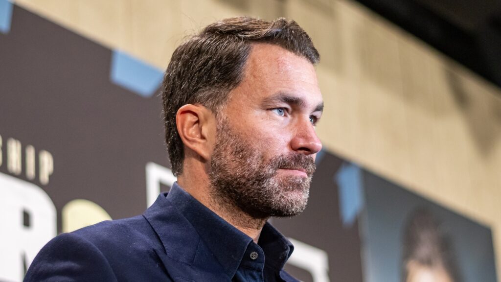 Eddie Hearn at a press conference