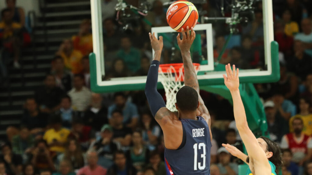 Paul George of team USA (13) in action