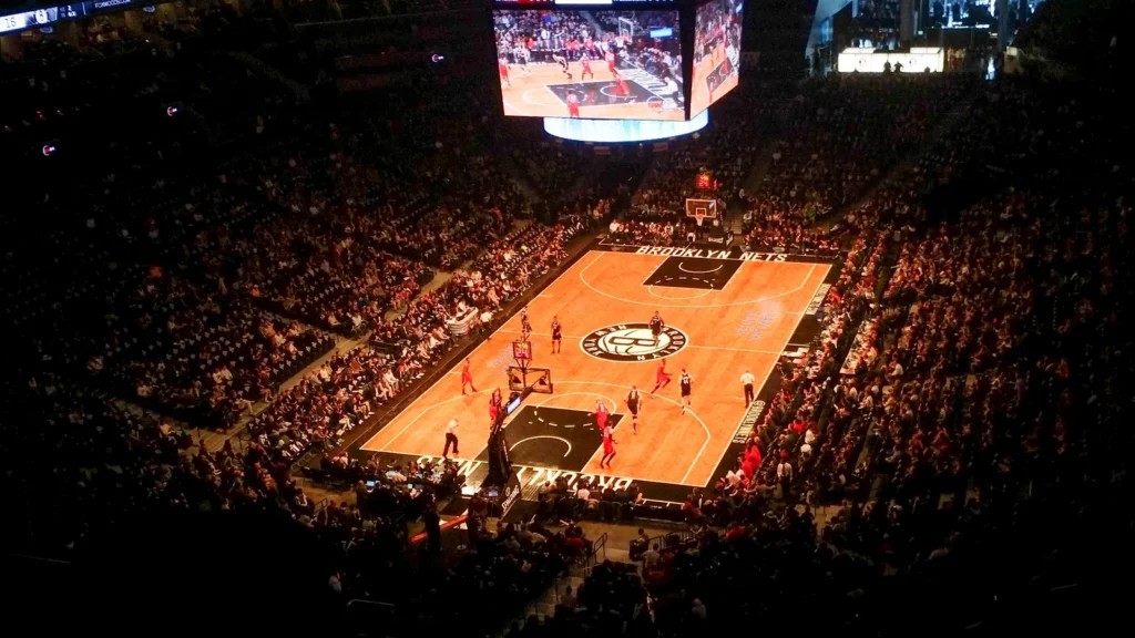 A packed basketball stadium