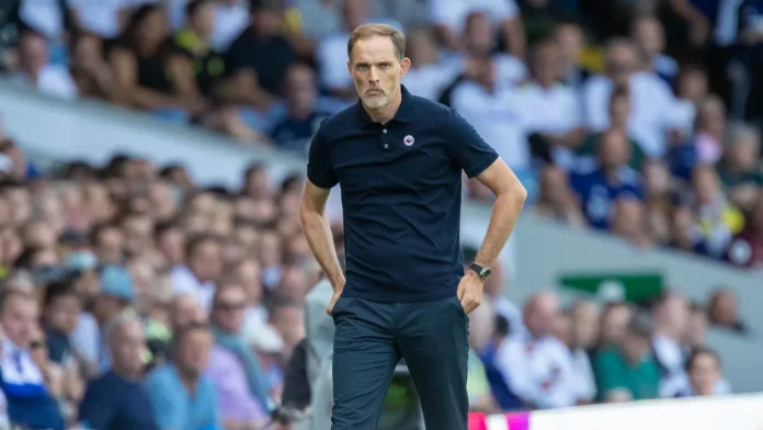 thomas tuchel manager of chelsea during the first half Thomas Tuchel, manager of England during the first half of the game.