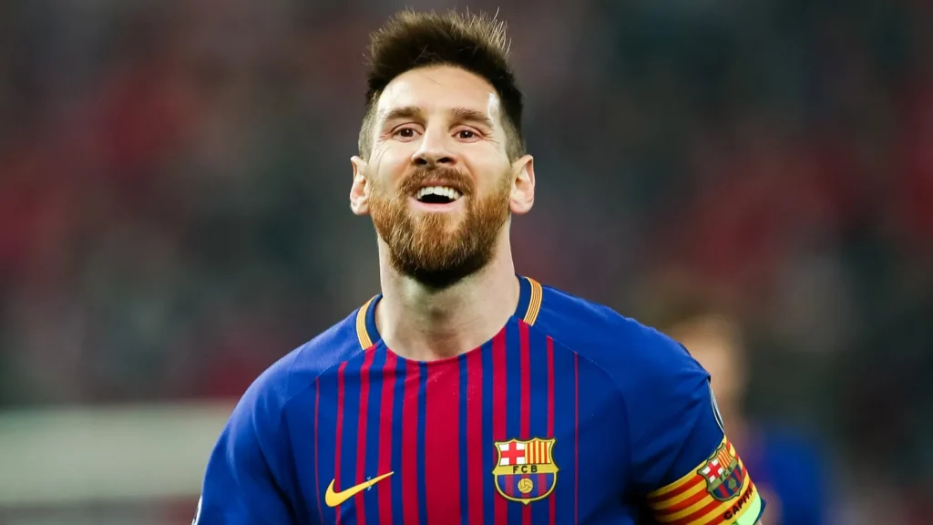 Lionel Messi at the soccer game.