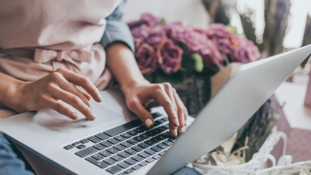 woman using laptop