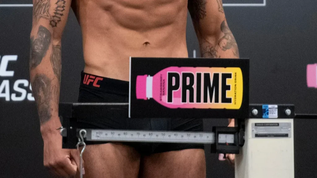 A fighter on the weighing scale