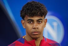 Lamine Yamal during UEFA champions league.