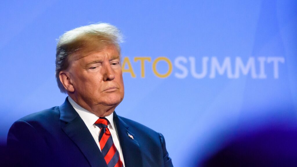 Press conference of Donald Trump, President of the United States of America, during the NATO SUMMIT.
