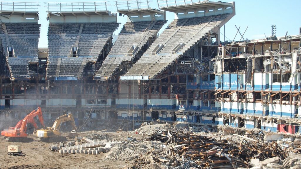 The demolition site of the Stadium 