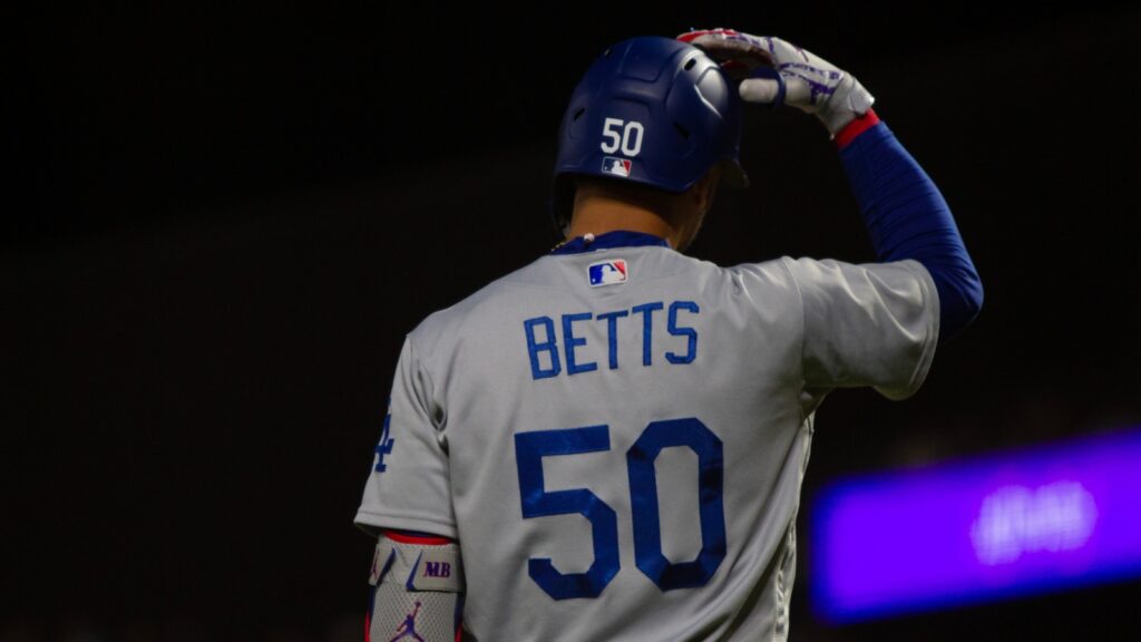 Mookie Betts at the baseball game.