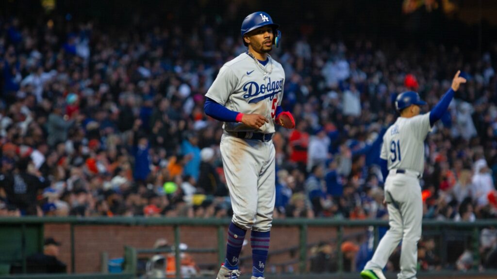 Mookie Betts during a baseball game.