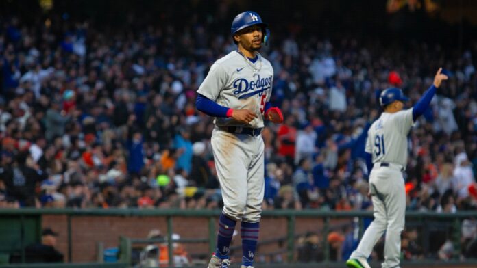 Mookie Betts during a baseball game.