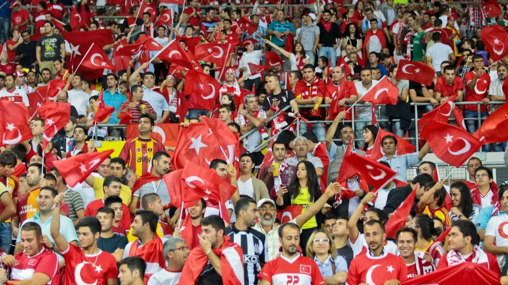 Turkish fans supporting their team