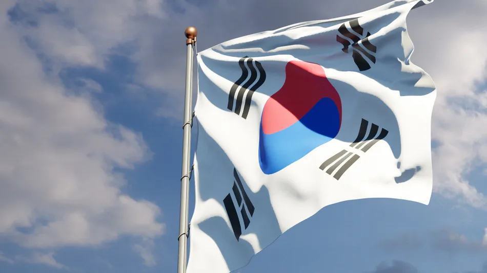 beautiful national state flags of south korea and singapore together