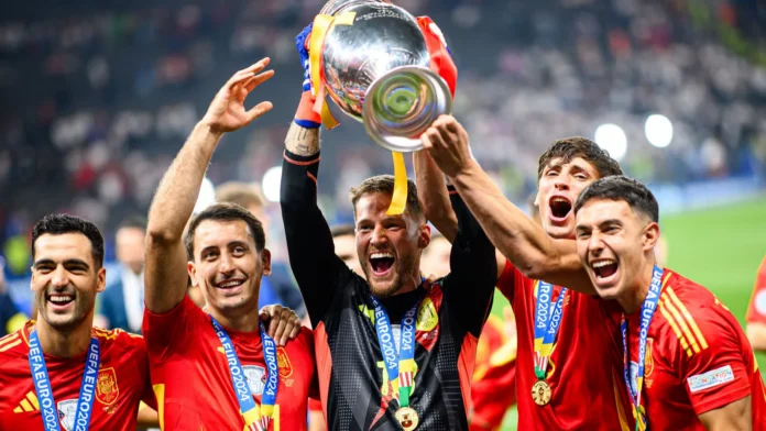 berlin germany 14 july 2024 mikel oyarzabal alex remiro berlin germany 14 july 2024 mikel oyarzabal alex remiro