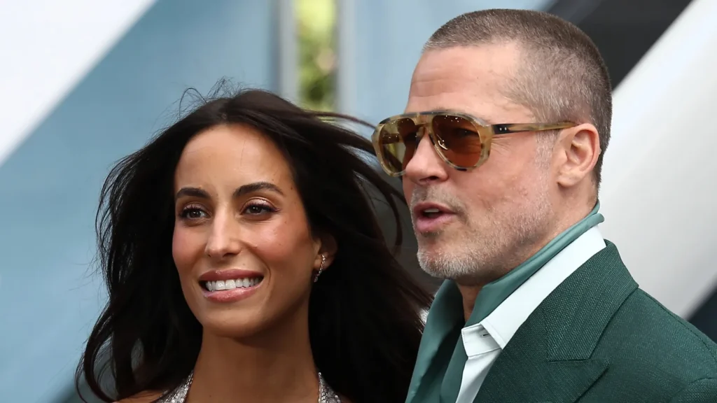 brad pitt and ines de ramon attend the f1 the