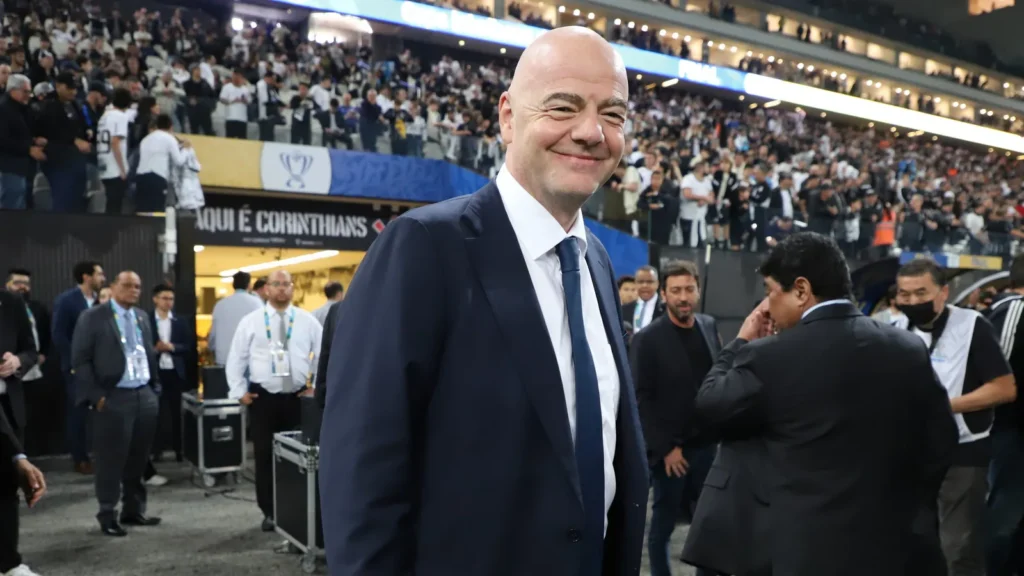 Gianni Infantino at the football stadium.