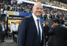 Gianni Infantino at the football stadium.
