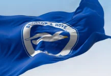 brighton uk aug 23 2023 brighton football club waving in