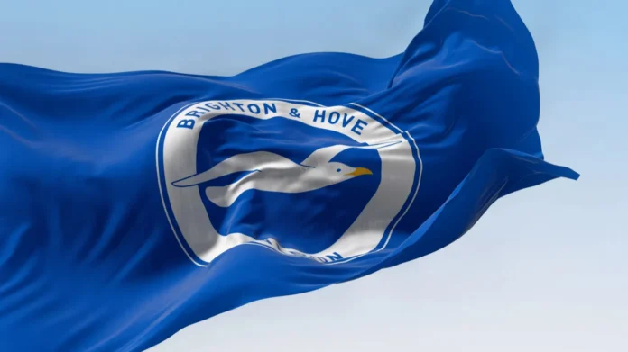 brighton uk aug 23 2023 brighton football club waving in brighton uk aug 23 2023 brighton football club waving in