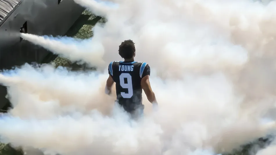 Carolina Panthers quarterback Bryce Young is introduced before the game