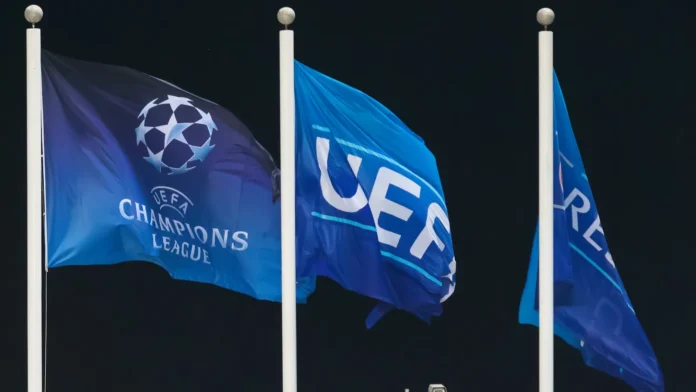 UEFA Champions League logo and a "Respect" campaign banner UEFA Champions League logo and a "Respect" campaign banner