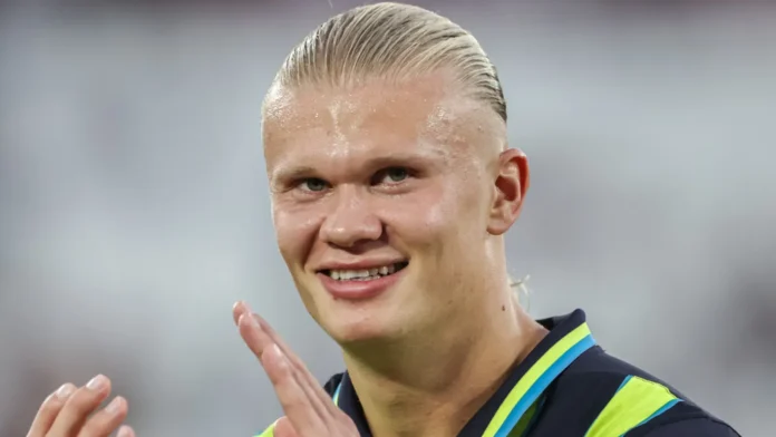 Erling Haaland of Manchester City during a Premier League match.