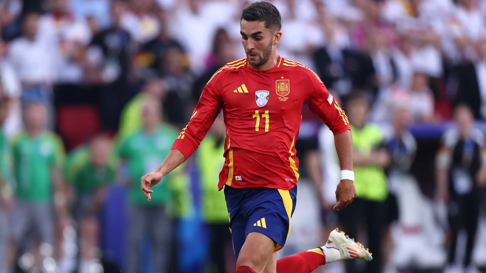 Ferran Torres of Spain in action during a football game.