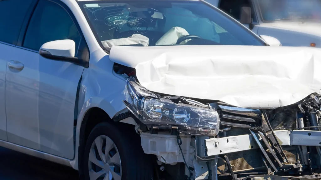 Front car crash accident