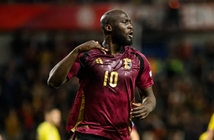 Professional footballer Romelu Lukaku wearing the Belgium national team jersey