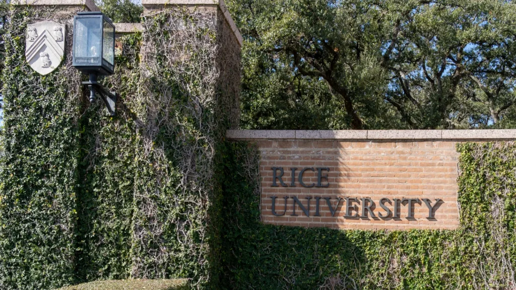 Main entrance to Rice University in Houston, Texas