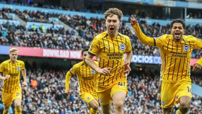 jack hinshelwood of brighton  hove albion celebrates his goal