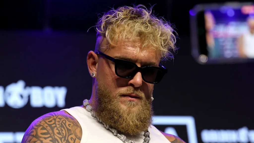 Jake Paul at a press conference for his boxing match against Julio Cesar Chavez Jr.