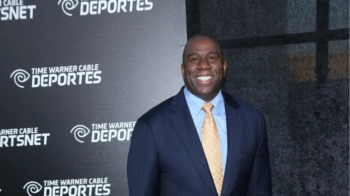 james worthy Magic Johnson at an event
