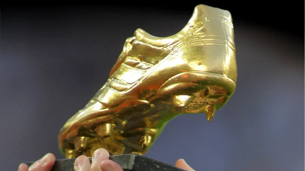 Close-up shot of the Golden Boot trophy