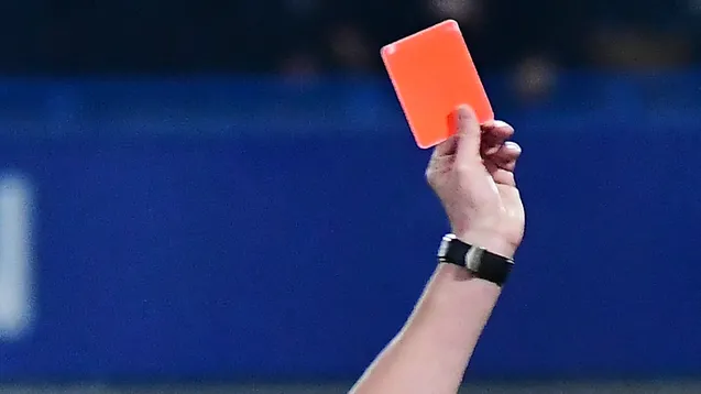 A focused shot of a red card