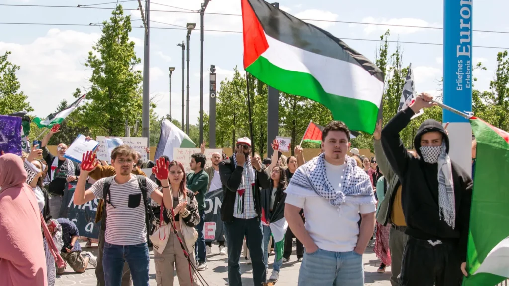 luxembourg luxembourg  may 09 2024  unauthorized propalestinian demonstration