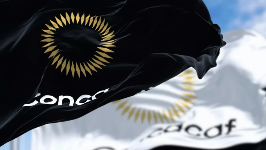miami us april 2023 black concacaf flag waving in the