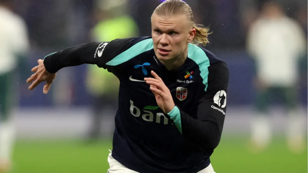 milan italy november 16 2025 erling haaland of norway seen