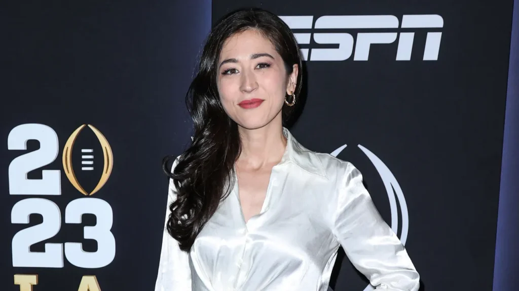 Mina Kimes arrives at ESPN and CFP’s Allstate Party.